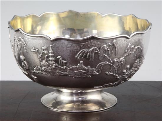 A Chinese silver bowl, by Wang Hing, c.1910, 19cm. diam.